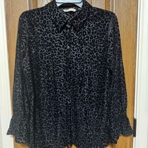 Soft Surroundings Black Bell Sleeve Button Down Blouse